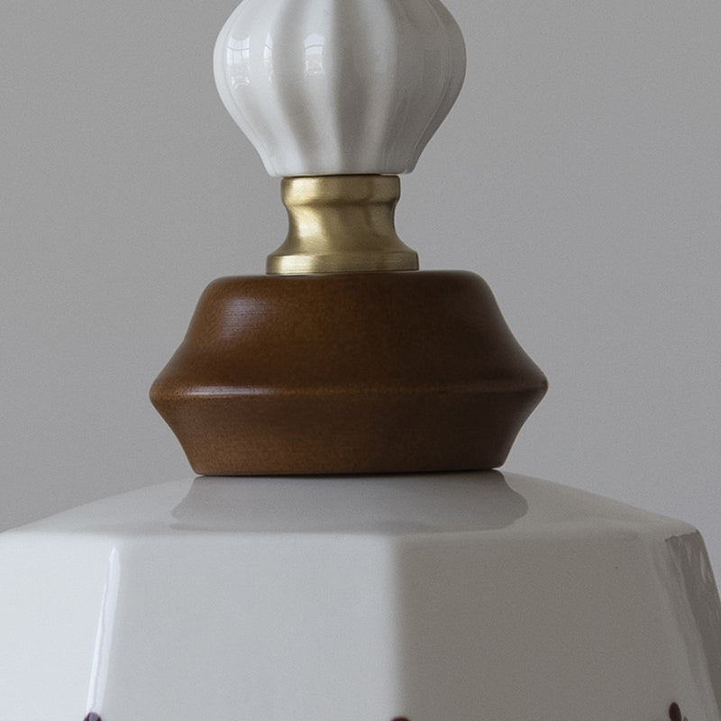 Contemporary Nordic Bowl Tassel Brass Solid Wood Iron Ceramic 1-Light Wall Sconce Lamp For Bedroom