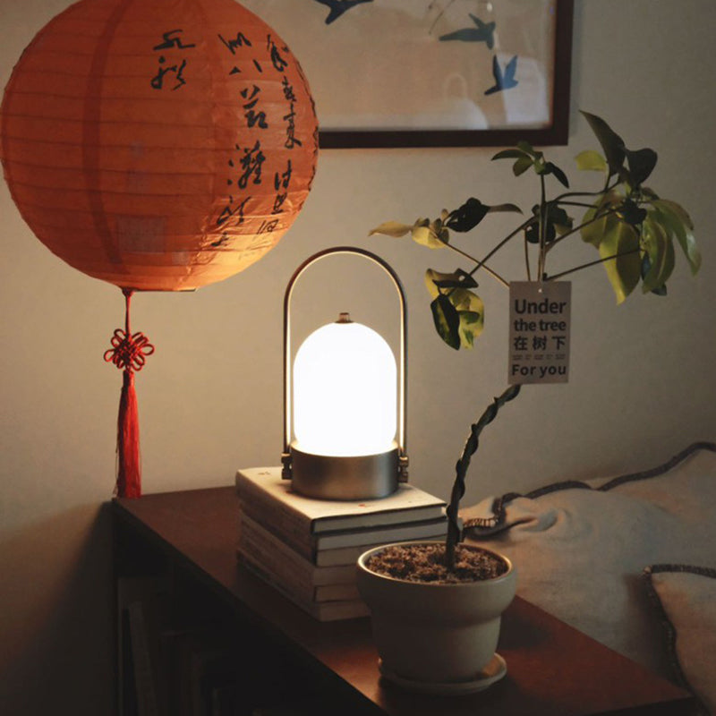 Modern Minimalist Oval Metal Iron Glass Inductive Portable USB LED Table Lamp For Bedroom