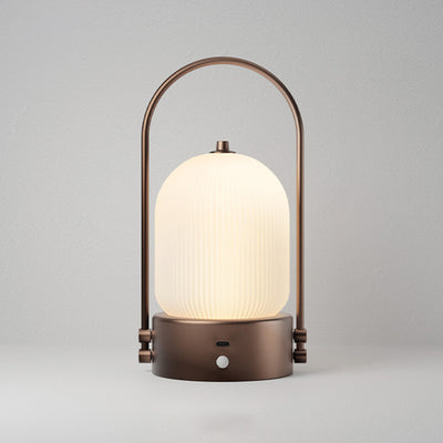 Modern Minimalist Oval Metal Iron Glass Inductive Portable USB LED Table Lamp For Bedroom