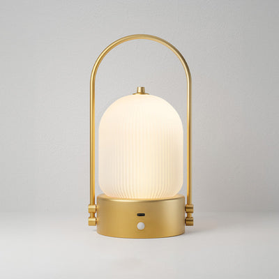 Modern Minimalist Oval Metal Iron Glass Inductive Portable USB LED Table Lamp For Bedroom