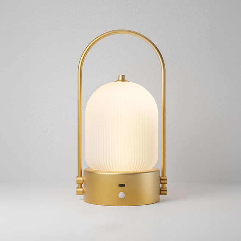 Modern Minimalist Oval Metal Iron Glass Inductive Portable USB LED Table Lamp For Bedroom