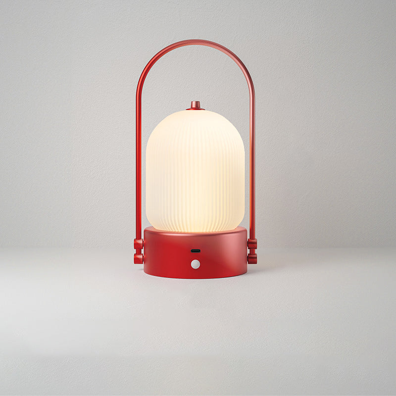 Modern Minimalist Oval Metal Iron Glass Inductive Portable USB LED Table Lamp For Bedroom