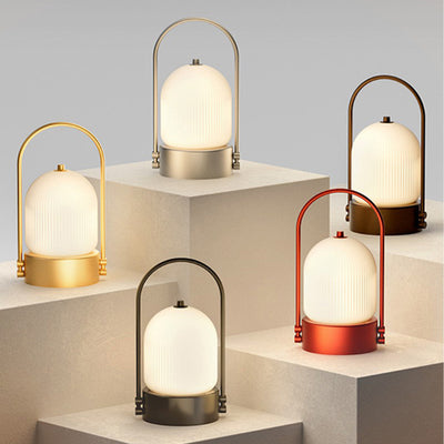 Modern Minimalist Oval Metal Iron Glass Inductive Portable USB LED Table Lamp For Bedroom