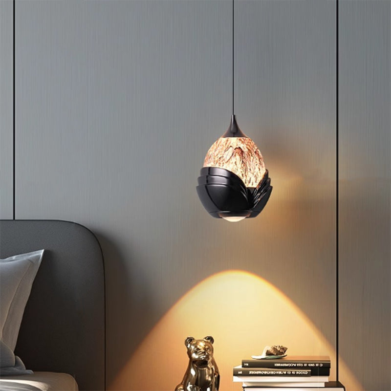 Contemporary Nordic Water Drop Acrylic Aluminum Liftable LED Pendant Light For Bedroom