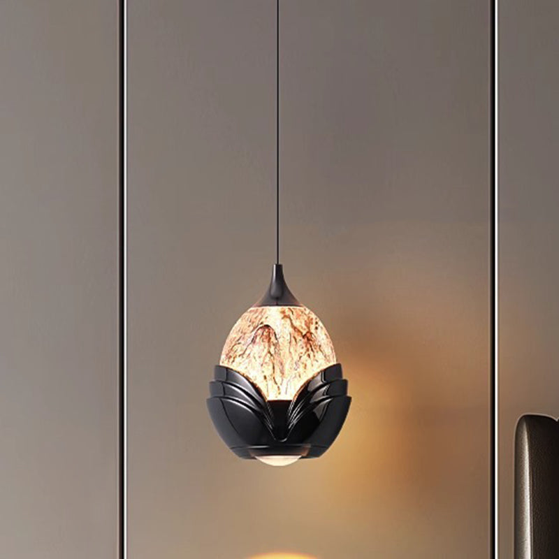 Contemporary Nordic Water Drop Acrylic Aluminum Liftable LED Pendant Light For Bedroom