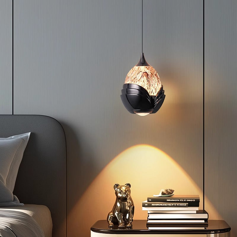 Contemporary Nordic Water Drop Acrylic Aluminum Liftable LED Pendant Light For Bedroom