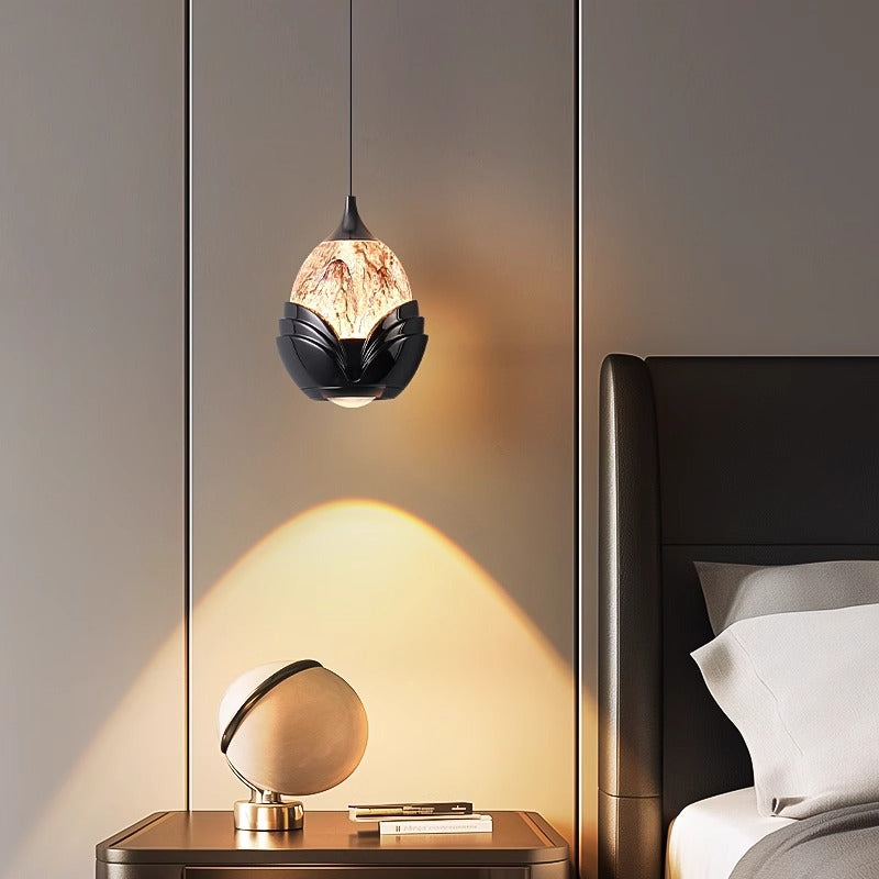Contemporary Nordic Water Drop Acrylic Aluminum Liftable LED Pendant Light For Bedroom