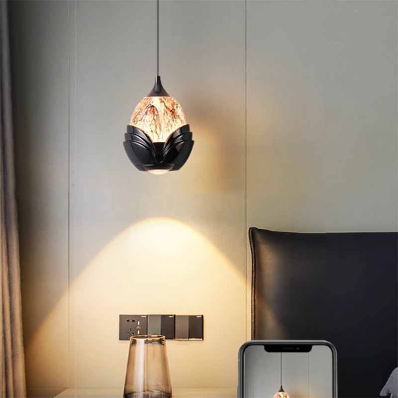 Contemporary Nordic Water Drop Acrylic Aluminum Liftable LED Pendant Light For Bedroom