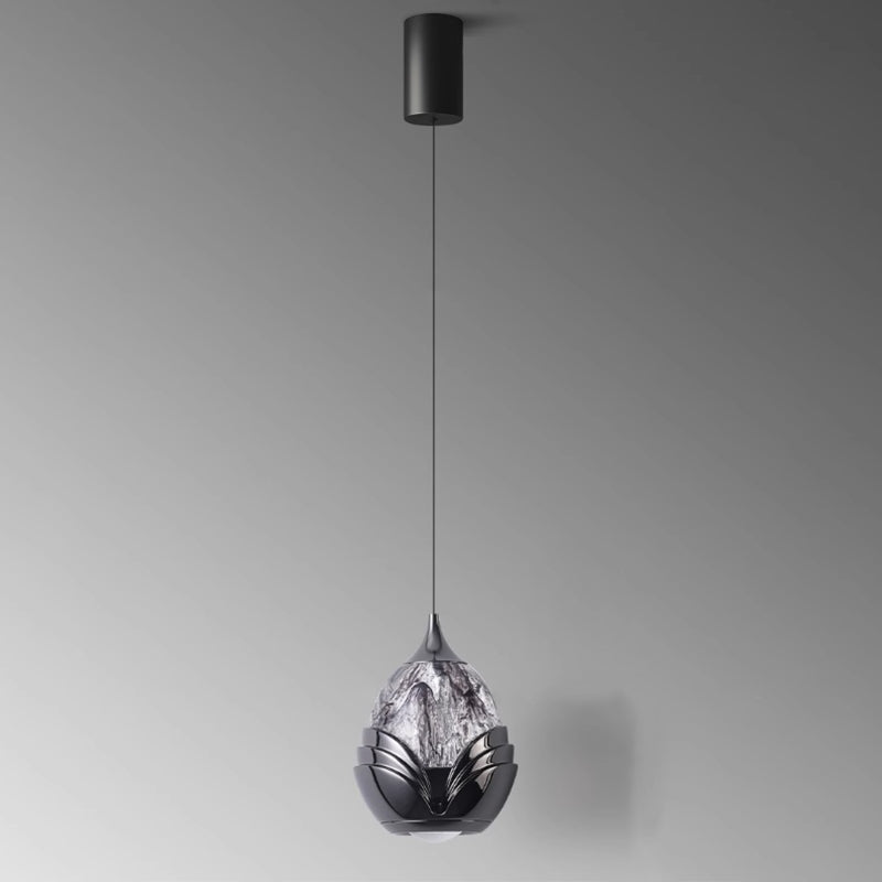 Contemporary Nordic Water Drop Acrylic Aluminum Liftable LED Pendant Light For Bedroom
