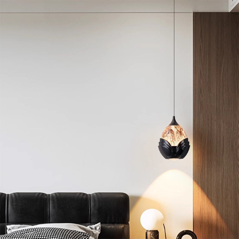 Contemporary Nordic Water Drop Acrylic Aluminum Liftable LED Pendant Light For Bedroom