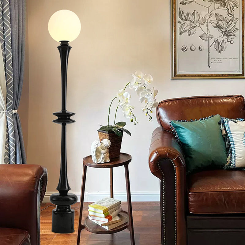 Lampe de sol moderne minimaliste ronde en résine acrylique à 1 lumière pour salon 