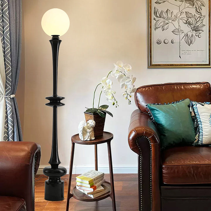 Lampe de sol moderne minimaliste ronde en résine acrylique à 1 lumière pour salon 