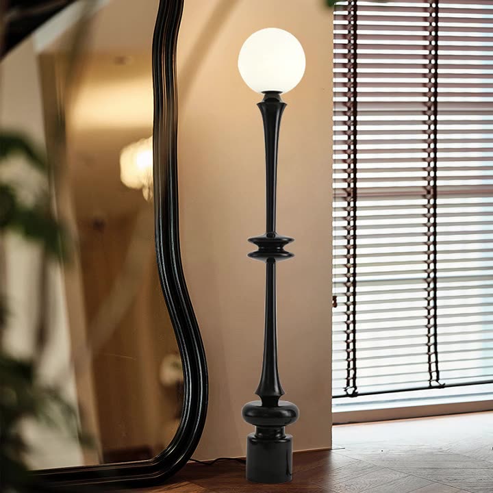 Lampe de sol moderne minimaliste ronde en résine acrylique à 1 lumière pour salon 