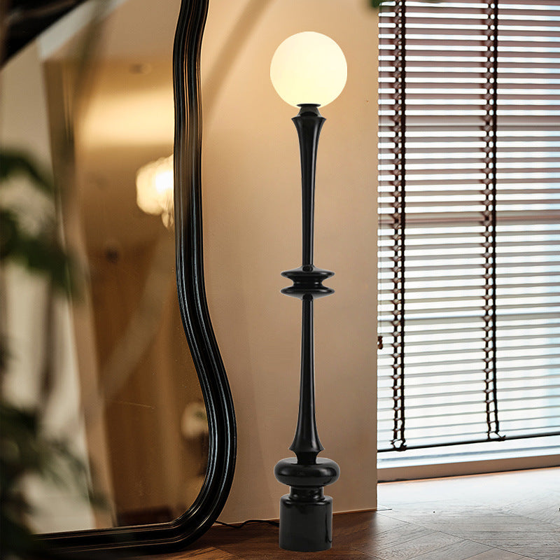 Lampe de sol moderne minimaliste ronde en résine acrylique à 1 lumière pour salon 