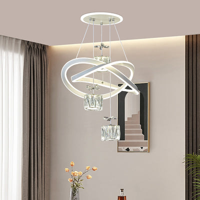 Modern Luxury Butterfly Circular Ring Aluminum Silicone Iron Crystal LED Chandelier For Bedroom