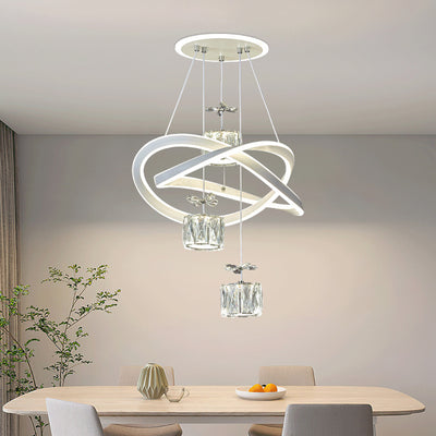 Modern Luxury Butterfly Circular Ring Aluminum Silicone Iron Crystal LED Chandelier For Bedroom