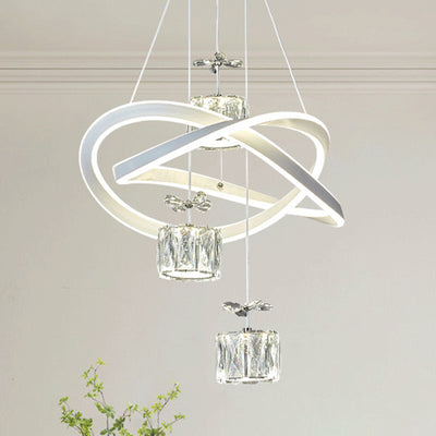 Modern Luxury Butterfly Circular Ring Aluminum Silicone Iron Crystal LED Chandelier For Bedroom