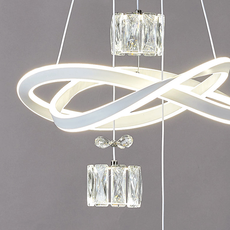 Lustre LED en cristal avec anneau circulaire papillon de luxe moderne en aluminium silicone fer pour chambre 