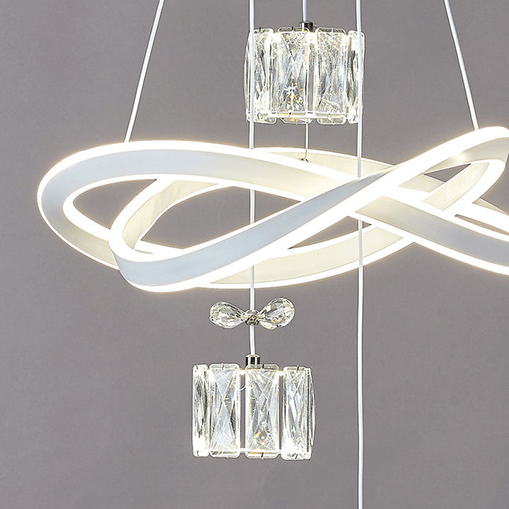 Lustre LED en cristal avec anneau circulaire papillon de luxe moderne en aluminium silicone fer pour chambre 