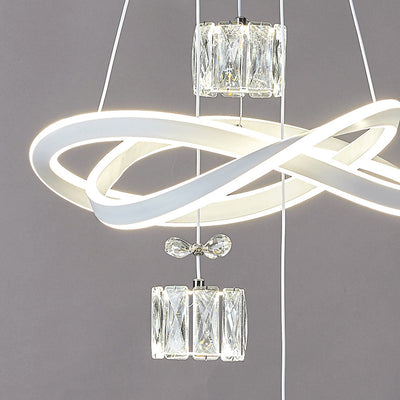 Modern Luxury Butterfly Circular Ring Aluminum Silicone Iron Crystal LED Chandelier For Bedroom