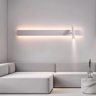 Modern Minimalist Long Strip Iron Acrylic Rotatable LED Wall Sconce Lamp For Living Room