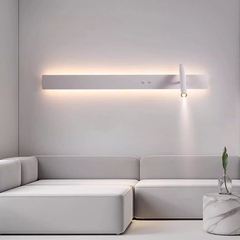 Modern Minimalist Long Strip Iron Acrylic Rotatable LED Wall Sconce Lamp For Living Room
