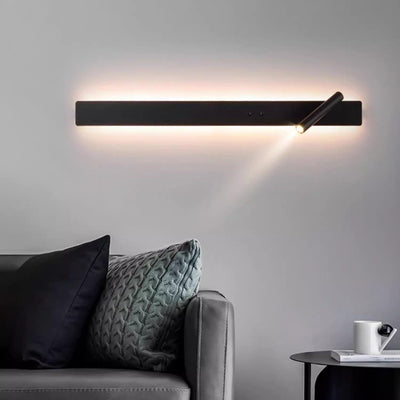 Modern Minimalist Long Strip Iron Acrylic Rotatable LED Wall Sconce Lamp For Living Room
