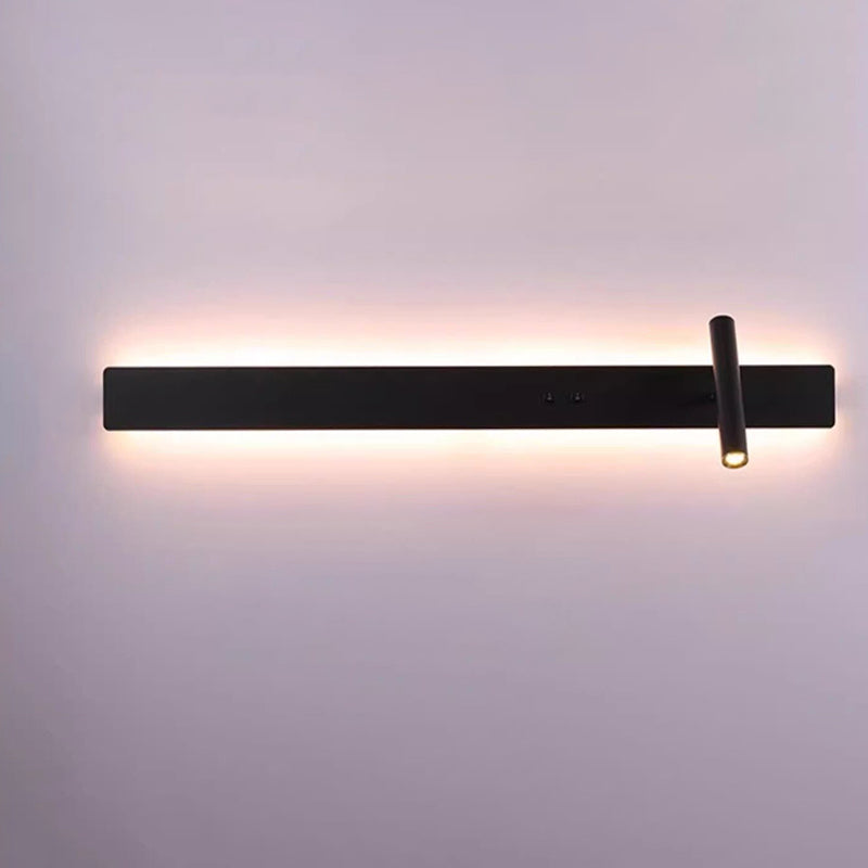 Modern Minimalist Long Strip Iron Acrylic Rotatable LED Wall Sconce Lamp For Living Room