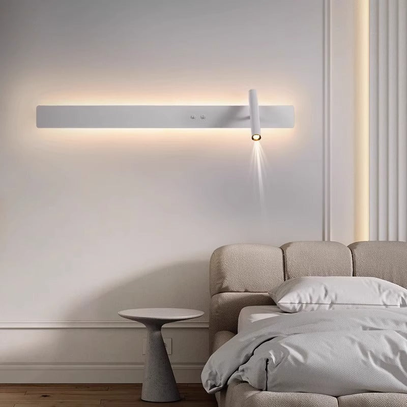 Modern Minimalist Long Strip Iron Acrylic Rotatable LED Wall Sconce Lamp For Living Room