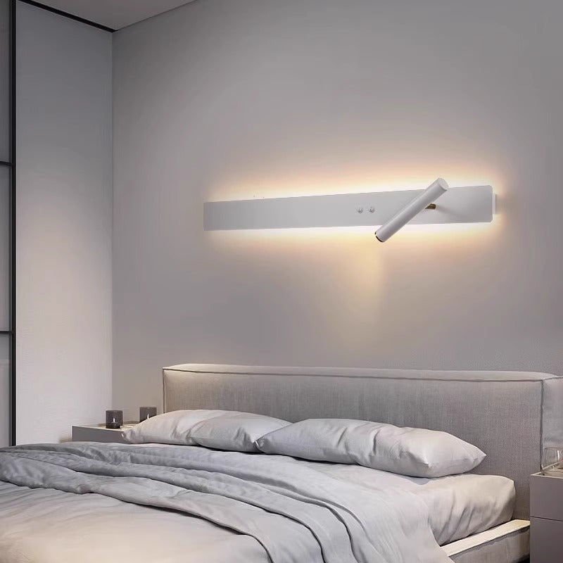 Moderne minimalistische lange Streifen Eisen Acryl drehbare LED-Wandleuchte für Wohnzimmer 
