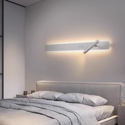 Modern Minimalist Long Strip Iron Acrylic Rotatable LED Wall Sconce Lamp For Living Room