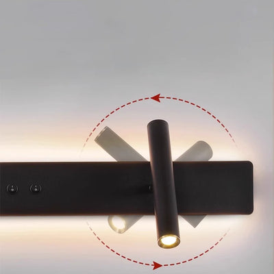 Modern Minimalist Long Strip Iron Acrylic Rotatable LED Wall Sconce Lamp For Living Room