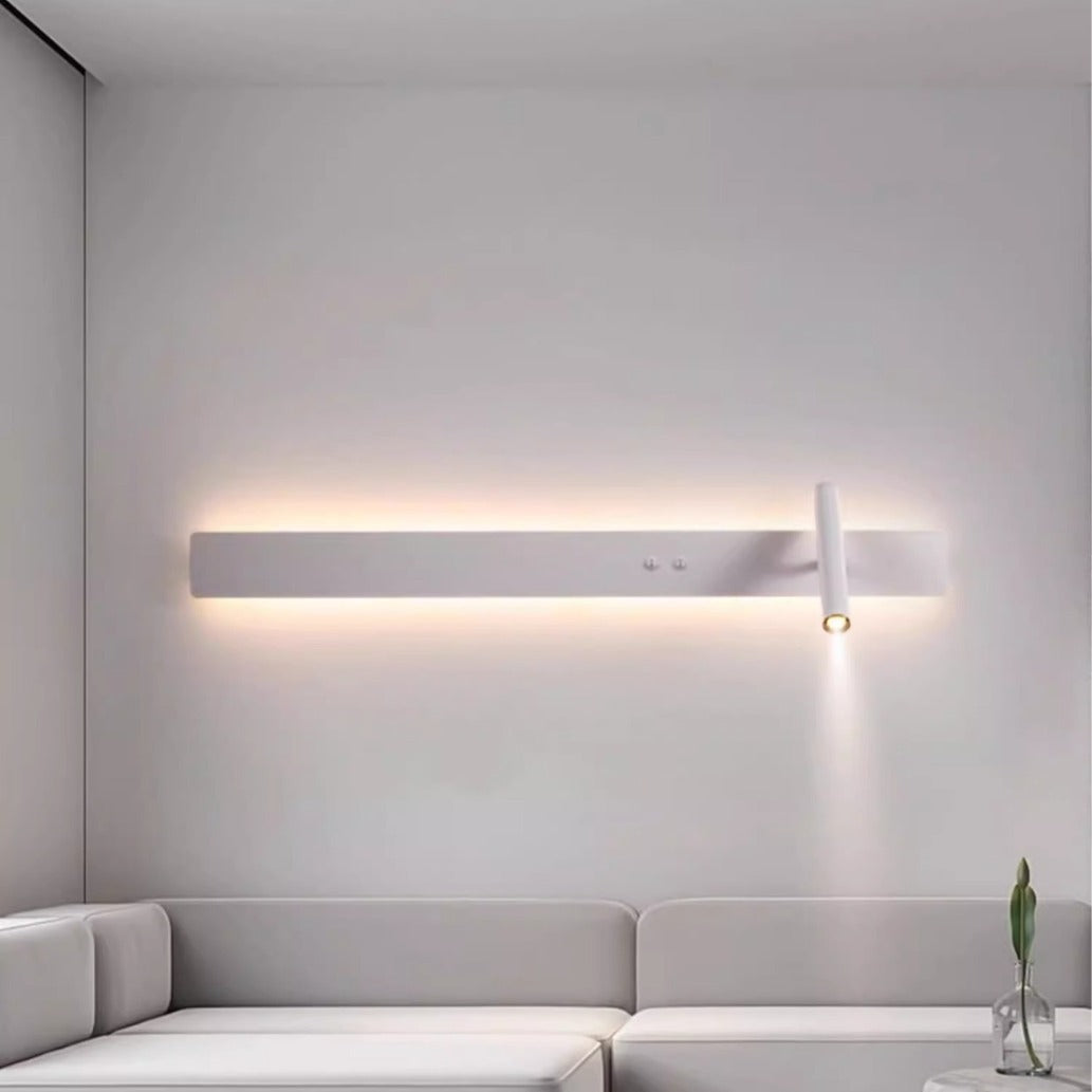 Moderne minimalistische lange Streifen Eisen Acryl drehbare LED-Wandleuchte für Wohnzimmer 