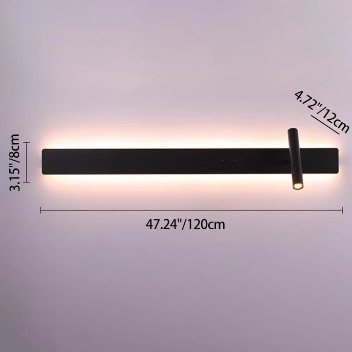 Moderne minimalistische lange Streifen Eisen Acryl drehbare LED-Wandleuchte für Wohnzimmer 