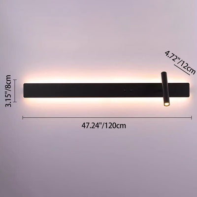 Modern Minimalist Long Strip Iron Acrylic Rotatable LED Wall Sconce Lamp For Living Room
