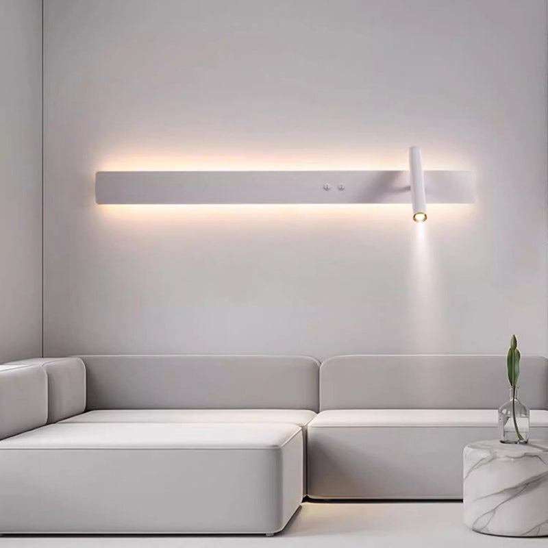 Modern Minimalist Long Strip Iron Acrylic Rotatable LED Wall Sconce Lamp For Living Room