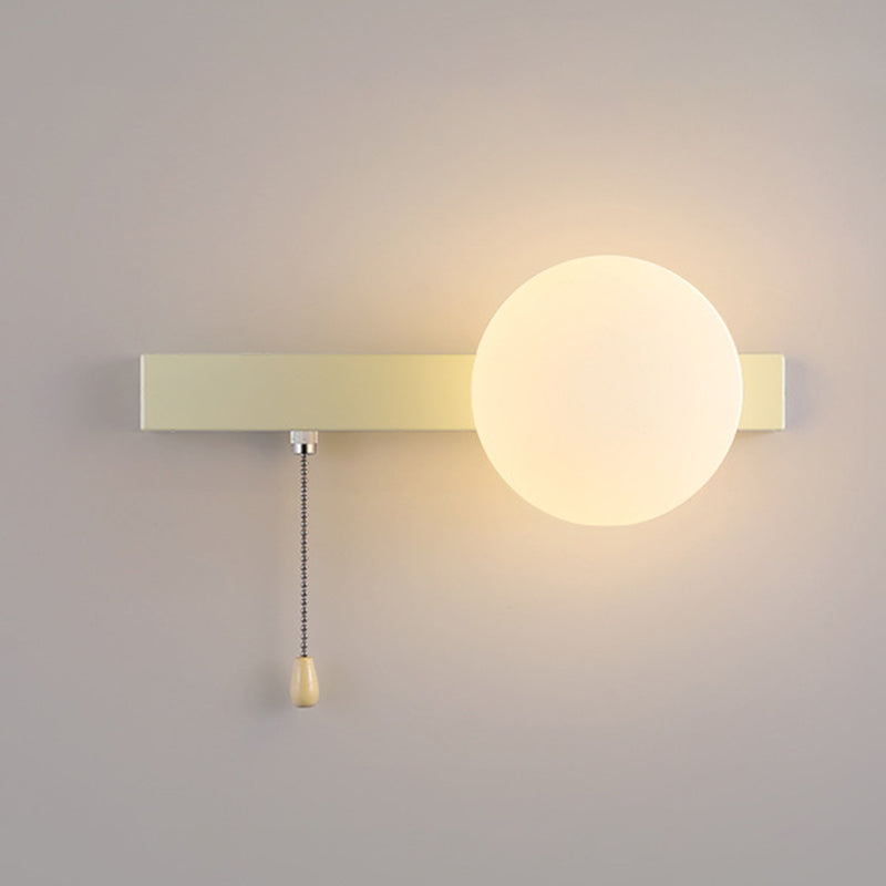Sencillo Moderno Geometría Hierro Vidrio Lámpara Aplique de Pared con Cremallera de 1 Luz para Dormitorio 