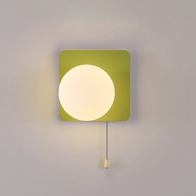 Sencillo Moderno Geometría Hierro Vidrio Lámpara Aplique de Pared con Cremallera de 1 Luz para Dormitorio 