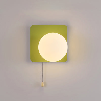 Sencillo Moderno Geometría Hierro Vidrio Lámpara Aplique de Pared con Cremallera de 1 Luz para Dormitorio 