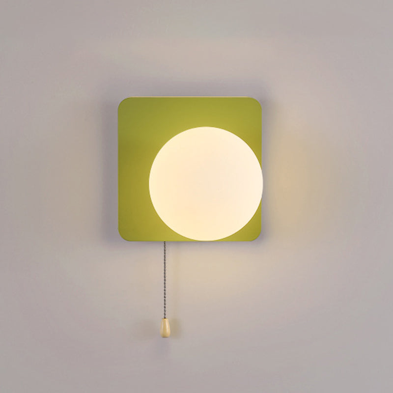 Sencillo Moderno Geometría Hierro Vidrio Lámpara Aplique de Pared con Cremallera de 1 Luz para Dormitorio 