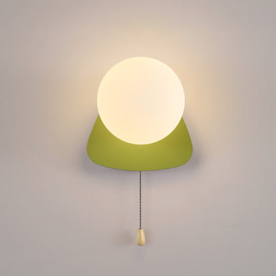 Sencillo Moderno Geometría Hierro Vidrio Lámpara Aplique de Pared con Cremallera de 1 Luz para Dormitorio 