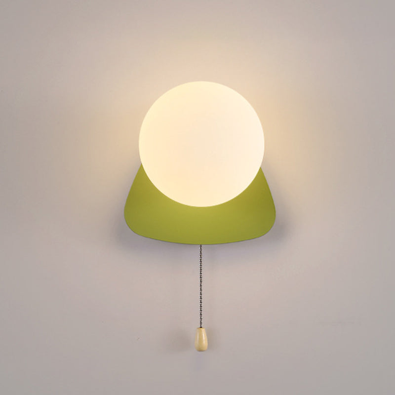 Sencillo Moderno Geometría Hierro Vidrio Lámpara Aplique de Pared con Cremallera de 1 Luz para Dormitorio 