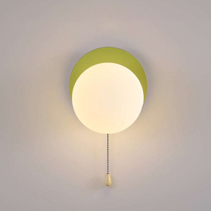 Sencillo Moderno Geometría Hierro Vidrio Lámpara Aplique de Pared con Cremallera de 1 Luz para Dormitorio 