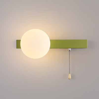 Sencillo Moderno Geometría Hierro Vidrio Lámpara Aplique de Pared con Cremallera de 1 Luz para Dormitorio 