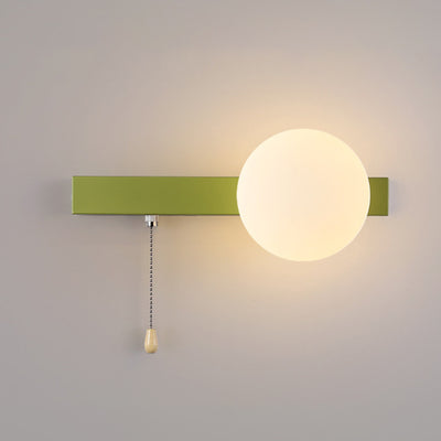 Sencillo Moderno Geometría Hierro Vidrio Lámpara Aplique de Pared con Cremallera de 1 Luz para Dormitorio 