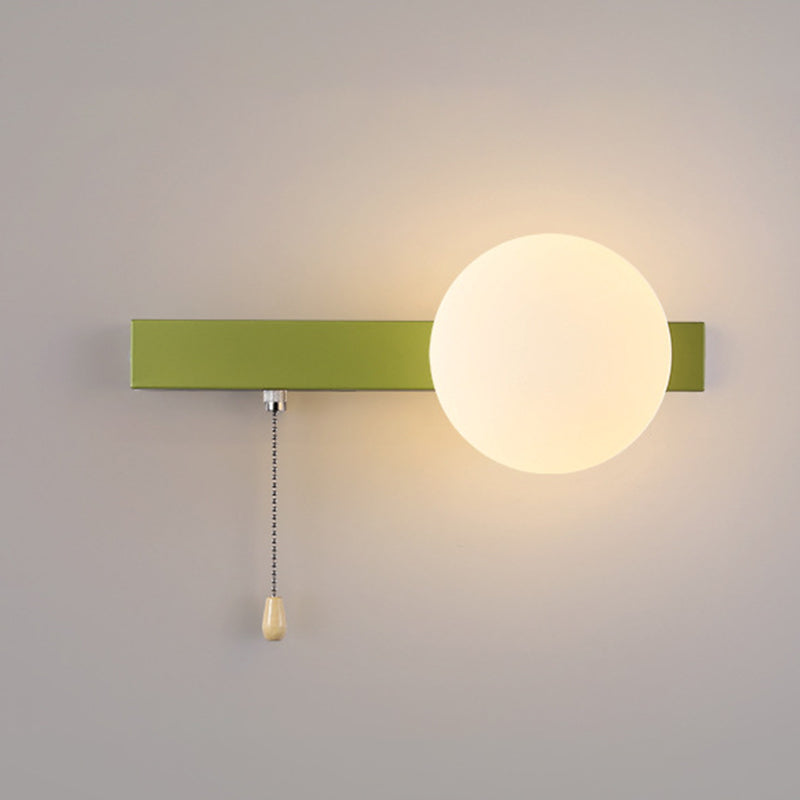 Sencillo Moderno Geometría Hierro Vidrio Lámpara Aplique de Pared con Cremallera de 1 Luz para Dormitorio 