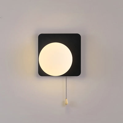 Sencillo Moderno Geometría Hierro Vidrio Lámpara Aplique de Pared con Cremallera de 1 Luz para Dormitorio 