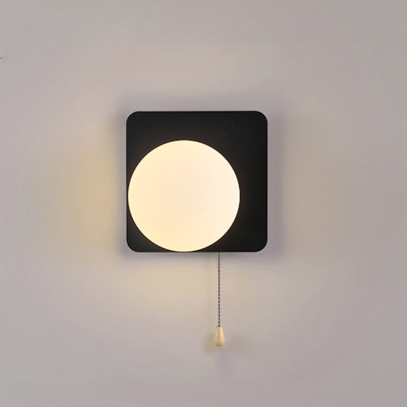 Sencillo Moderno Geometría Hierro Vidrio Lámpara Aplique de Pared con Cremallera de 1 Luz para Dormitorio 