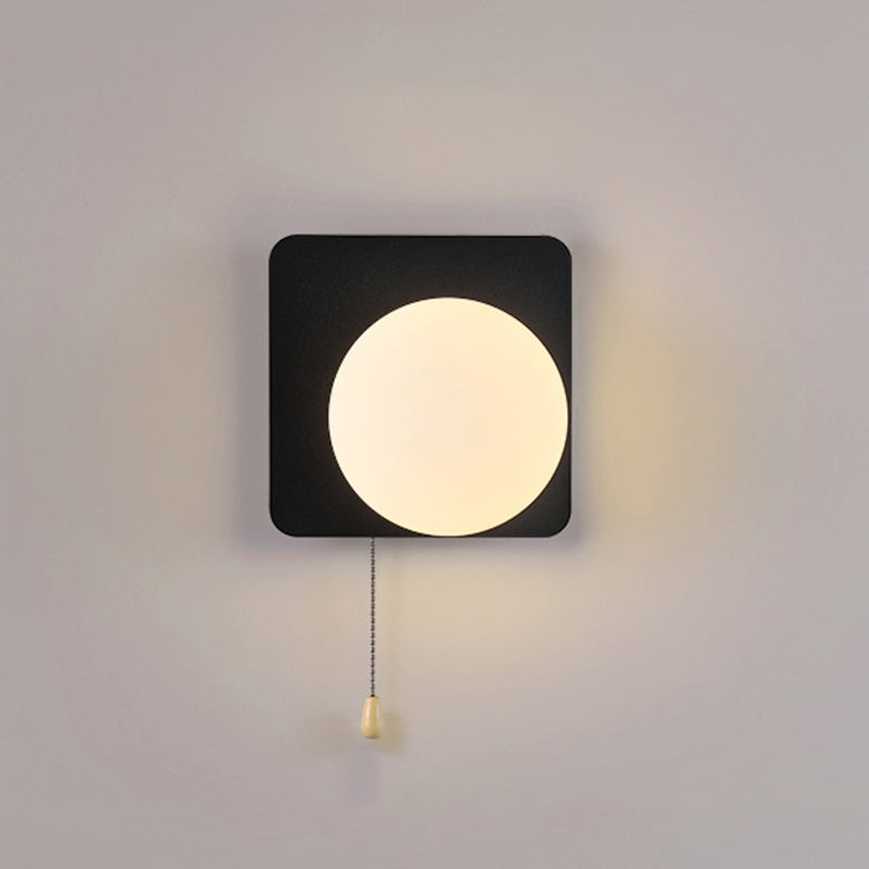 Sencillo Moderno Geometría Hierro Vidrio Lámpara Aplique de Pared con Cremallera de 1 Luz para Dormitorio 