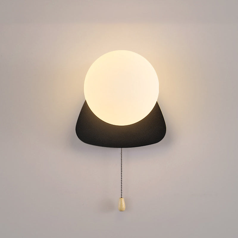 Sencillo Moderno Geometría Hierro Vidrio Lámpara Aplique de Pared con Cremallera de 1 Luz para Dormitorio 